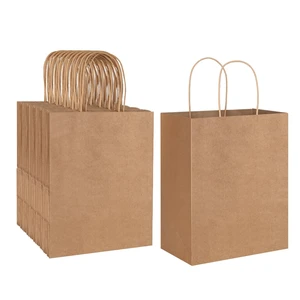 100 Pack 8x4.75x10 Inch Medium Brown Kraft Paper Bags with Handles Bulk for Wedding Birthday Party Favors Grocery Retail Shopping Business Goody Craft Gift Bags Sacks (Plain Natural 100 Count) 100 Pack 8x4.75x10 Inch Medium Brown Kraft Paper Bags with Handles Bulk for Wedding Birthday Party Favors Grocery Retail Shopping Business Goody Craft Gift Bags Sacks (Plain Natural 100 Count)