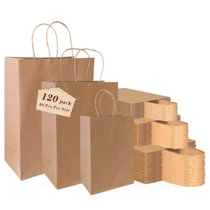 Kraft Gift Paper Bags with Handles,120pack Multiple 3 Assorted Sizes | Gift Bags for Favors Grocery Retail Party Birthday Shopping Business Goody Craft Merchandise Take Out Sacks Kraft Gift Paper Bags with Handles,120pack Multiple 3 Assorted Sizes | Gift Bags for Favors Grocery Retail Party Birthday Shopping Business Goody Craft Merchandise Take Out Sacks