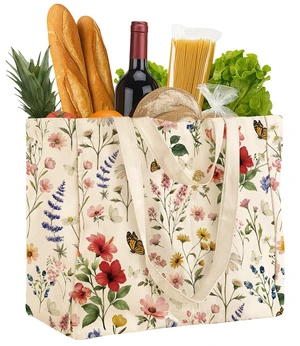 Cute Extra Large Canvas Grocery Tote Bag, Vintage Flower | 6 Inner Pockets & 2 Handle Strap, Reusable Shoulder Bags, Aesthetic Designer Heavy Duty Shopping Totes for Groceries Cute Extra Large Canvas Grocery Tote Bag, Vintage Flower | 6 Inner Pockets & 2 Handle Strap, Reusable Shoulder Bags, Aesthetic Designer Heavy Duty Shopping Totes for Groceries