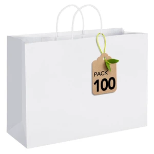 Gift Paper Bags White Large 16x6x12 100 Pack,Kraft Bags with Handles | Heavy Duty Recycled Shopping bags for Birthday Party Favor Grocery Retail Merchandise Wedding Sacks Gift Paper Bags White Large 16x6x12 100 Pack,Kraft Bags with Handles | Heavy Duty Recycled Shopping bags for Birthday Party Favor Grocery Retail Merchandise Wedding Sacks