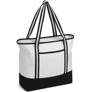 15 Inch Large Canvas Tote Bag with Bottom Support, White, 1 Pack | Reusable Grocery Shopping Bags with Outer Pocket, Top Zipper Closure, Holds Up to 55 lbs, for Shopping, Camping, DIY Crafts 15 Inch Large Canvas Tote Bag with Bottom Support, White, 1 Pack | Reusable Grocery Shopping Bags with Outer Pocket, Top Zipper Closure, Holds Up to 55 lbs, for Shopping, Camping, DIY Crafts