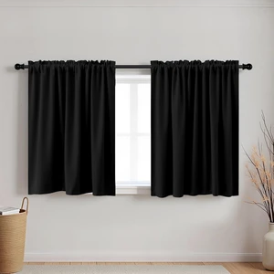 Short Blackout Curtains for Small Window - 20 Inch Thermal Insulated Mini Curtains for Summer Heat & Sun Blocking, 24 Inch Wide Half Curtains for Front Door Window & RV Camper, Black Short Blackout Curtains for Small Window - 20 Inch Thermal Insulated Mini Curtains for Summer Heat & Sun Blocking, 24 Inch Wide Half Curtains for Front Door Window & RV Camper, Black