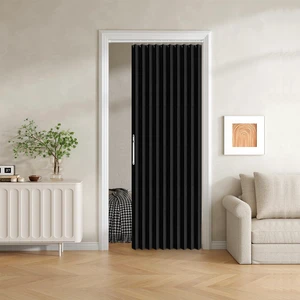100% Blackout Fabric Folding Door Curtain with Magnetic Closure - Accordion Style for Sliding Doors, Closets,Wardrobe and Temporary Door Solutions Doorway CurtainsW42 x L78, Black1 Panel 100% Blackout Fabric Folding Door Curtain with Magnetic Closure - Accordion Style for Sliding Doors, Closets,Wardrobe and Temporary Door Solutions Doorway CurtainsW42 x L78, Black1 Panel