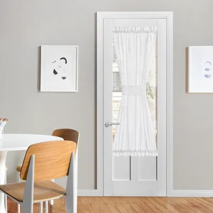 White Sheer Curtains for French Front Door, 1 Panel | Short Curtains for Small Window, Sidelight Thermal Insulated Door Side Window Covering, W26 x L64 White Sheer Curtains for French Front Door, 1 Panel | Short Curtains for Small Window, Sidelight Thermal Insulated Door Side Window Covering, W26 x L64
