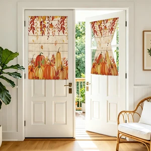 Leaves Door Curtain for Front Door 1 Panel, Rod Pocket 26x40 in | Light Filtering Door Window Curtain for Front Door Glass Window Thanksgiving and Autumn Pumpkin Pattern Privacy Leaves Door Curtain for Front Door 1 Panel, Rod Pocket 26x40 in | Light Filtering Door Window Curtain for Front Door Glass Window Thanksgiving and Autumn Pumpkin Pattern Privacy