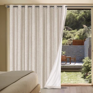 Blackout Curtains Durable Thick Textured Polyester Blackout Patio Door Curtain Anti Rust Grommet Extra Wide Sliding Door Curtain Panel, W100 x L96 inch - Natural Blackout Curtains Durable Thick Textured Polyester Blackout Patio Door Curtain Anti Rust Grommet Extra Wide Sliding Door Curtain Panel, W100 x L96 inch - Natural