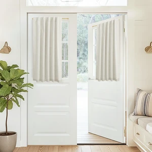 Linen Half French Door Curtains for Window Set of 2 Blackout Short 40 Inch Length Privacy Small Curtains for Front Back Door Glass Window Kitchen Linen Half French Door Curtains for Window Set of 2 Blackout Short 40 Inch Length Privacy Small Curtains for Front Back Door Glass Window Kitchen