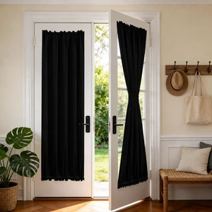 Blackout Door Curtain for Glass Doors 20 Inches Long | 1 Panels Set, Thermal Insulated, Dual Rod Pockets, Adjustable Tieback, Privacy Panel, Machine Washable, Black, 54 x 20 Inch Blackout Door Curtain for Glass Doors 20 Inches Long | 1 Panels Set, Thermal Insulated, Dual Rod Pockets, Adjustable Tieback, Privacy Panel, Machine Washable, Black, 54 x 20 Inch