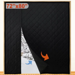 Wide Magnetic Thermal Insulated Door Curtain for Winter | Thicken Polyester Fiberfill & Heavy Duty Oxford Cloth,Temporary Window Insulation Cover Curtain for French Sliding Door,74x81 Wide Magnetic Thermal Insulated Door Curtain for Winter | Thicken Polyester Fiberfill & Heavy Duty Oxford Cloth,Temporary Window Insulation Cover Curtain for French Sliding Door,74x81