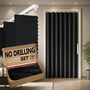 Accordian Door Curtain,Install Adhesive Track 100% Blackout Doorway Curtains,Suitable for Bedroom,Closet,Interior Room Divider,Black 43" W×78" L,1 Piece Accordian Door Curtain,Install Adhesive Track 100% Blackout Doorway Curtains,Suitable for Bedroom,Closet,Interior Room Divider,Black 43" W×78" L,1 Piece