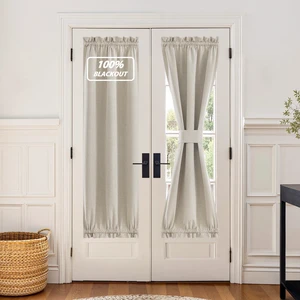 Linen 100% Blackout Linen French Door Curtain for Window Cover | Privacy Room Darkening Shade, Thermal Insulated Front Door Curtain with Tie Back, 1 Panel, Rod Pocket, 25 x 72 Inches Long Linen 100% Blackout Linen French Door Curtain for Window Cover | Privacy Room Darkening Shade, Thermal Insulated Front Door Curtain with Tie Back, 1 Panel, Rod Pocket, 25 x 72 Inches Long