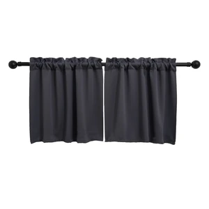 Rod Pocket Tier Curtain - Half Blackout Curtain for Kitchen, Bathroom, Cabinet, Basement, 30 Inches Wide and 24 Inches Long, Dark Grey, 2 Panels Rod Pocket Tier Curtain - Half Blackout Curtain for Kitchen, Bathroom, Cabinet, Basement, 30 Inches Wide and 24 Inches Long, Dark Grey, 2 Panels