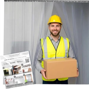 PVC Strip Curtain Kit for 4x7 ft Doorways, Pre-Cut Clear Strips (48Wx84H) with Mounting Rail & Hardware, 50% Overlap Vinyl Door Strips for Walk-in Cooler, Warehouse, Garage PVC Strip Curtain Kit for 4x7 ft Doorways, Pre-Cut Clear Strips (48Wx84H) with Mounting Rail & Hardware, 50% Overlap Vinyl Door Strips for Walk-in Cooler, Warehouse, Garage