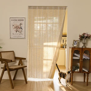 Boho Door Curtains for Doorway, Bohemian Semi Blackout Curtains Privacy Embroidery Drape Decor for Temporary Room Dividers Bedroom Living Room, Rod Pocket 1 Panel 37" W x 80" L, Natural Boho Door Curtains for Doorway, Bohemian Semi Blackout Curtains Privacy Embroidery Drape Decor for Temporary Room Dividers Bedroom Living Room, Rod Pocket 1 Panel 37" W x 80" L, Natural