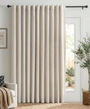 Blackout Sliding Door Curtains 84 Inches Long, Cream | 100% Blackout Shield Back Tab/Rod Pocket Sliding Door Curtains, Thermal Insulated Curtains 1 Panel Set, 100"W x 84"L Blackout Sliding Door Curtains 84 Inches Long, Cream | 100% Blackout Shield Back Tab/Rod Pocket Sliding Door Curtains, Thermal Insulated Curtains 1 Panel Set, 100"W x 84"L
