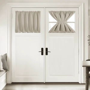 Blackout Door Curtain for Glass Doors 20 Inches Long | 1 Panels Set, Thermal Insulated, Dual Rod Pockets, Adjustable Tieback, Privacy Panel, Light Beige, 54 x 20 Inch Blackout Door Curtain for Glass Doors 20 Inches Long | 1 Panels Set, Thermal Insulated, Dual Rod Pockets, Adjustable Tieback, Privacy Panel, Light Beige, 54 x 20 Inch