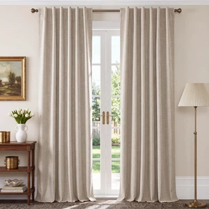 100% Blackout Linen Curtains for Bedroom/Living Room 90" L, 2 PCs | Thermal Insulated & Privacy Curtains with Grey Liner, Noise Reducing Farmhouse Style, Natural, W52 x L90 in Each 100% Blackout Linen Curtains for Bedroom/Living Room 90" L, 2 PCs | Thermal Insulated & Privacy Curtains with Grey Liner, Noise Reducing Farmhouse Style, Natural, W52 x L90 in Each