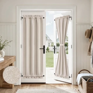 100% Blackout Linen Door Curtains for French Door 26x72 Inch | Natural Beige, 100% Light Blocking, Thermal Insulated, UV Protection, Modern Farmhouse, Rod Pocket, with 1 Tieback 100% Blackout Linen Door Curtains for French Door 26x72 Inch | Natural Beige, 100% Light Blocking, Thermal Insulated, UV Protection, Modern Farmhouse, Rod Pocket, with 1 Tieback