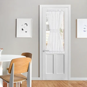 Sidelight Sheer Door Window Curtains for Front Back Glass | Semi Light Filtering French Door Curtain with Tieback, Half Window Kitchen Decor, 26 x 50 Inch Long, White Sidelight Sheer Door Window Curtains for Front Back Glass | Semi Light Filtering French Door Curtain with Tieback, Half Window Kitchen Decor, 26 x 50 Inch Long, White