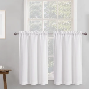 2 Panels White Curtains 24 Inch Length Tier Curtain | Faux Linen Textured, Small Cafe Curtains, Light Filtering, Short Camper Curtain, RV Window, Bathroom, Each 30x24 Inch 2 Panels White Curtains 24 Inch Length Tier Curtain | Faux Linen Textured, Small Cafe Curtains, Light Filtering, Short Camper Curtain, RV Window, Bathroom, Each 30x24 Inch