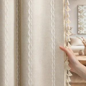 Boho 100% Blackout Curtains 84 Inch 2 Panels Linen Blend Beige | Vintage Farmhouse Rod Pocket, White Cotton Embroidery and Tassel, Bedroom, Living Room, Insulation and Room Darkening Boho 100% Blackout Curtains 84 Inch 2 Panels Linen Blend Beige | Vintage Farmhouse Rod Pocket, White Cotton Embroidery and Tassel, Bedroom, Living Room, Insulation and Room Darkening