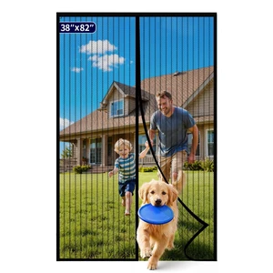 Magnetic Screen Door Mesh, 38 x 82 in, Hands-Free Closure | Keeps Bugs Out, Strong Magnets & Self Sealing, Easy Assemble, Pet Kid Friendly for Front Sliding Door, Stripe Black Magnetic Screen Door Mesh, 38 x 82 in, Hands-Free Closure | Keeps Bugs Out, Strong Magnets & Self Sealing, Easy Assemble, Pet Kid Friendly for Front Sliding Door, Stripe Black