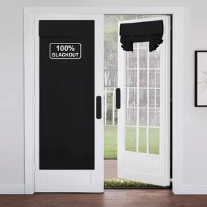 Black 100% Blackout No Drill French Door Curtains for Window | Thermal Insulated Window Covering for Glass Door, Front Kitchen Curtain Tie Up Shade, 26W x 72L Inches Long, 1 Panel Black 100% Blackout No Drill French Door Curtains for Window | Thermal Insulated Window Covering for Glass Door, Front Kitchen Curtain Tie Up Shade, 26W x 72L Inches Long, 1 Panel