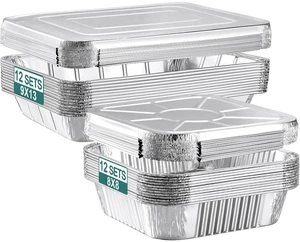 24 Pack Disposable Aluminum Pans with Lids Combo Set- 12 Large 9x13 Foil Pans Half Size & 12 Small 8x8 Tin Foil Baking Pans, Tin Trays Containers for Meal Prep, Food Cooking, Roasting, Heating 24 Pack Disposable Aluminum Pans with Lids Combo Set- 12 Large 9x13 Foil Pans Half Size & 12 Small 8x8 Tin Foil Baking Pans, Tin Trays Containers for Meal Prep, Food Cooking, Roasting, Heating