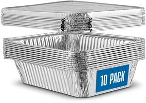 10 Pack Aluminum Pans 6.5'' x 9" Disposable Pans with Covers Heavy Duty 2.25 lb Foil Pans for Baking and Cooking 10 Pack Aluminum Pans 6.5'' x 9" Disposable Pans with Covers Heavy Duty 2.25 lb Foil Pans for Baking and Cooking