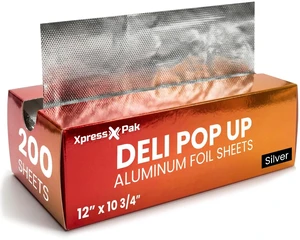 Foil Sheets for Food - 200 Count Pre-Cut - 12 Pop Up Foil Sheets for Restaurant, Home, Sandwich or Hot Dog Tin Foil Disposable Sheets Foil Sheets for Food - 200 Count Pre-Cut - 12 Pop Up Foil Sheets for Restaurant, Home, Sandwich or Hot Dog Tin Foil Disposable Sheets