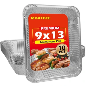 9x13 Aluminum Foil Pans, 10 Pack Disposable Trays Half Size Heavy Duty Tin Pans Deep Food Containers For Cooking, Meal Prep, Baking, Roasting, Chafing, Heating or Steam Table 9x13 Aluminum Foil Pans, 10 Pack Disposable Trays Half Size Heavy Duty Tin Pans Deep Food Containers For Cooking, Meal Prep, Baking, Roasting, Chafing, Heating or Steam Table