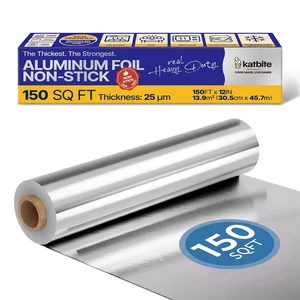 Non-Stick Aluminum Foil Roll, 25 Micron, 12 in x 150ft, 150sqft | Heavy Duty, Food-Safe Foil Roll Helps Release Food Easily for Cooking, Grilling, Baking, Roasting, Pan Lining and Storage. Non-Stick Aluminum Foil Roll, 25 Micron, 12 in x 150ft, 150sqft | Heavy Duty, Food-Safe Foil Roll Helps Release Food Easily for Cooking, Grilling, Baking, Roasting, Pan Lining and Storage.