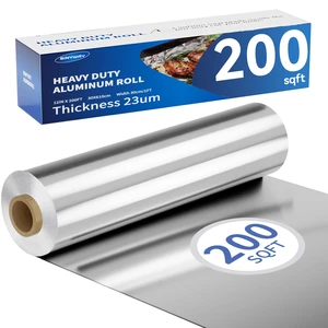 Aluminum Foil Roll, 23 Micron Thick Food Safe Aluminum | Heavy Duty Foil Wrap with Cutter Tin Foil for Kitchen BBQ,Baking Cooking, Catering, Grilling, Roasting Aluminum Foil Roll, 23 Micron Thick Food Safe Aluminum | Heavy Duty Foil Wrap with Cutter Tin Foil for Kitchen BBQ,Baking Cooking, Catering, Grilling, Roasting