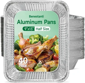 Aluminum Pans (40 Pack) Disposable Half-Size Foil Pans, Deep Tin Foil Pan, Disposable Baking Pans for Cooking, Heating, Storing & Prepping Food, Steam Table Deep Trays, Oven-Safe Aluminum Pans (40 Pack) Disposable Half-Size Foil Pans, Deep Tin Foil Pan, Disposable Baking Pans for Cooking, Heating, Storing & Prepping Food, Steam Table Deep Trays, Oven-Safe