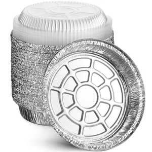 9 Round Aluminum Foil Pans with Clear Lids | Disposable Containers with Straight Walls for Storing, Baking, Meal Prep & Reheating | Freezer & Oven Safe, Recyclable | 40 Pack of Tins 9 Round Aluminum Foil Pans with Clear Lids | Disposable Containers with Straight Walls for Storing, Baking, Meal Prep & Reheating | Freezer & Oven Safe, Recyclable | 40 Pack of Tins