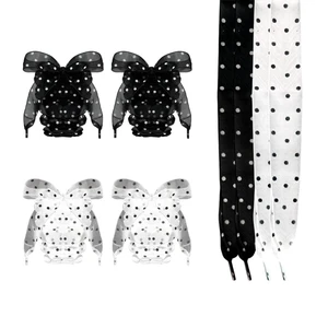 Polka Dot Shoelaces for Women Sneakers Soft Lace Shoe Laces | 2 Pairs Black And White Polka Dot Shoelaces for Boots Sneakers Shoelaces Wide Flat Polka Dot Lace Shoestrings for Dress Black Polka Dot Shoelaces for Women Sneakers Soft Lace Shoe Laces | 2 Pairs Black And White Polka Dot Shoelaces for Boots Sneakers Shoelaces Wide Flat Polka Dot Lace Shoestrings for Dress Black