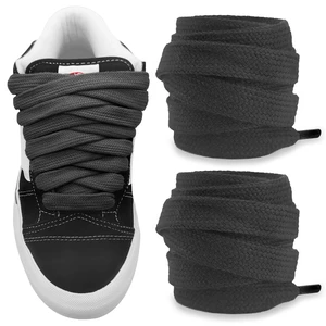 Fat Chunky Shoe Laces for Vans Knu Skool Replacement, Black 54in | 5/8"(15mm) Wide Poly Cotton Flat Shoe Strings, Big Thick Shoelaces for Classic Skate Sneakers Fat Chunky Shoe Laces for Vans Knu Skool Replacement, Black 54in | 5/8"(15mm) Wide Poly Cotton Flat Shoe Strings, Big Thick Shoelaces for Classic Skate Sneakers