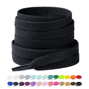 [2 Pairs Flat Shoe Laces for Sneakers 5/16" Width 30"-72" Length 26 Color Shoelaces Black 72"(182 cm) [2 Pairs Flat Shoe Laces for Sneakers 5/16" Width 30"-72" Length 26 Color Shoelaces Black 72"(182 cm)