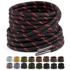 2 Pairs Work Boots Shoe Laces, 4.5mm Round Shoelaces Black Red 72" | Tight rhombic woven heavy duty round hiking laces, anti-slip & anti-loosening; 39"72" lengths & 16 colors for men & women. 2 Pairs Work Boots Shoe Laces, 4.5mm Round Shoelaces Black Red 72" | Tight rhombic woven heavy duty round hiking laces, anti-slip & anti-loosening; 39"72" lengths & 16 colors for men & women.