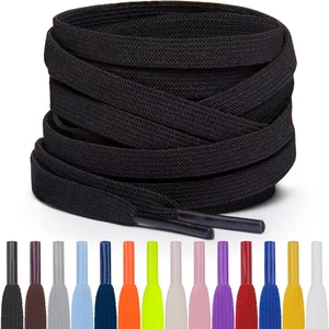 Flat Elastic Shoelaces - Black, 45 (114 CM) Flat Elastic Shoelaces - Black, 45 (114 CM)