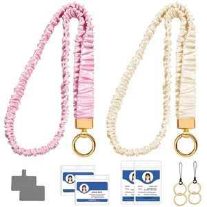 2 Sets Stretchy Scrunchie Lanyards Teacher, Cute Retractable Lanyards for ID Badges with Phone Lanyard & Keychain for Teachers, Nurses, Office & School (B) 2 Sets Stretchy Scrunchie Lanyards Teacher, Cute Retractable Lanyards for ID Badges with Phone Lanyard & Keychain for Teachers, Nurses, Office & School (B)
