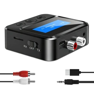 Transmitter Receiver for TV, with RCA 3.5mm AUX & Display Audio Adapter for Home Stereo, Bluetooth Transmitter for Headphones/Speakers/Airplane/Home Theater/PC/Car, TF Card Output Transmitter Receiver for TV, with RCA 3.5mm AUX & Display Audio Adapter for Home Stereo, Bluetooth Transmitter for Headphones/Speakers/Airplane/Home Theater/PC/Car, TF Card Output
