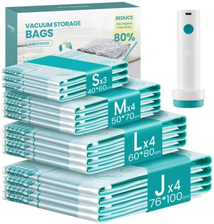 Vacuum Storage Bags, Rechargeable Portable Electric Pump, 15 Pack | Space Saver Seal Suction, 3S/4M/4L/4J, Reusable, Transparent, ISLAND Collection ULVB203W101 Vacuum Storage Bags, Rechargeable Portable Electric Pump, 15 Pack | Space Saver Seal Suction, 3S/4M/4L/4J, Reusable, Transparent, ISLAND Collection ULVB203W101