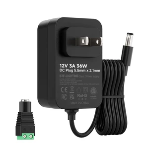 12V 3A 36W Power Supply Adapter ETL Listed, Class 2 | 100-240V AC to 12V DC Converter Power Supply, 5.5x2.1mm Jack for Low Voltage LED Strip Lights, CCTV, Router, Electronics 12V 3A 36W Power Supply Adapter ETL Listed, Class 2 | 100-240V AC to 12V DC Converter Power Supply, 5.5x2.1mm Jack for Low Voltage LED Strip Lights, CCTV, Router, Electronics