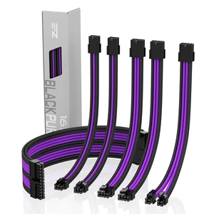 PSU Cable Extension kit Sleeved Cable Custom Power Supply Sleeved Extension 16 AWG 24-PIN 8-PIN PSU Cable Extension kit Sleeved Cable Custom Power Supply Sleeved Extension 16 AWG 24-PIN 8-PIN