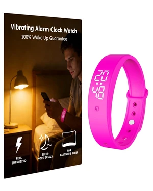 Vibrating Alarm Clock Watch for Heavy Sleepers, Silent Wake Up Bracelet & Smart Wristband, Wearable Vibration Wrist Alarm, Non-Audible Sleep Wristband for Men & Women(Purple) Vibrating Alarm Clock Watch for Heavy Sleepers, Silent Wake Up Bracelet & Smart Wristband, Wearable Vibration Wrist Alarm, Non-Audible Sleep Wristband for Men & Women(Purple)