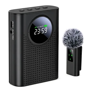 S67 Voice Amplifier Wireless Microphone for Teachers Classroom Rechargeable, Mini Lavalier Lapel Mic, Portable Speaker PA System with LED Display for Class, Tour Guide, Coaches, Black S67 Voice Amplifier Wireless Microphone for Teachers Classroom Rechargeable, Mini Lavalier Lapel Mic, Portable Speaker PA System with LED Display for Class, Tour Guide, Coaches, Black