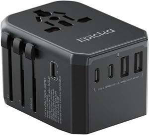 Universal Travel Adapter with 1AC/3 USB-C/2 USB-A Ports | Travel Plug Adapter for EU/US/UK/AUS, Supports Charging for Multi-Device, Not A Voltage Converter, TA-105+, Grey Universal Travel Adapter with 1AC/3 USB-C/2 USB-A Ports | Travel Plug Adapter for EU/US/UK/AUS, Supports Charging for Multi-Device, Not A Voltage Converter, TA-105+, Grey