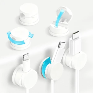 360° Swiveling Adhesive Cable Organizer - Compact Cable Holder for Desk, Nightstand, Car, Kitchen & Home Office - Charger Cord Holder Solution by MarLigavid (White) 360° Swiveling Adhesive Cable Organizer - Compact Cable Holder for Desk, Nightstand, Car, Kitchen & Home Office - Charger Cord Holder Solution by MarLigavid (White)