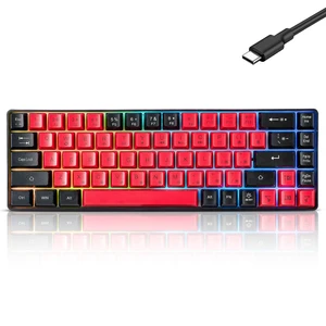 Wired Portable 60% Mechanical Gaming Keyboard,RGB LED Backlit Compact 68 Keys Mini Wired Office Keyboard with Red Switch for Windows Laptop PC Mac -Grey and Black Wired Portable 60% Mechanical Gaming Keyboard,RGB LED Backlit Compact 68 Keys Mini Wired Office Keyboard with Red Switch for Windows Laptop PC Mac -Grey and Black